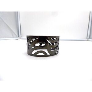 Gunmetal Filigree Spring Bangle Bracelet